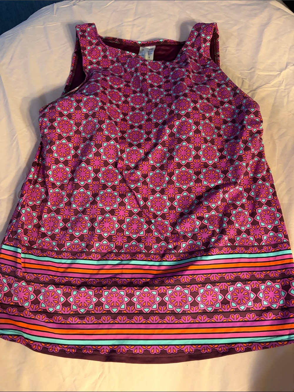 Vibrant Pink & Turquoise tankini swim Patterned Tank